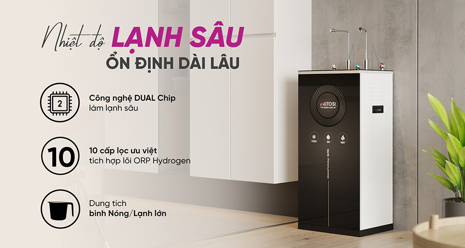 Máy lọc nước nóng lạnh Mutosi còn mang đến nguồn nước mát lạnh an toàn, sảng khoái